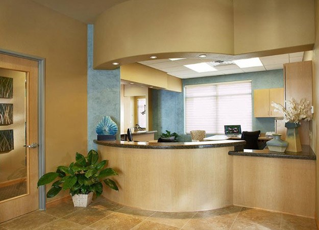 Brightly lit reception area